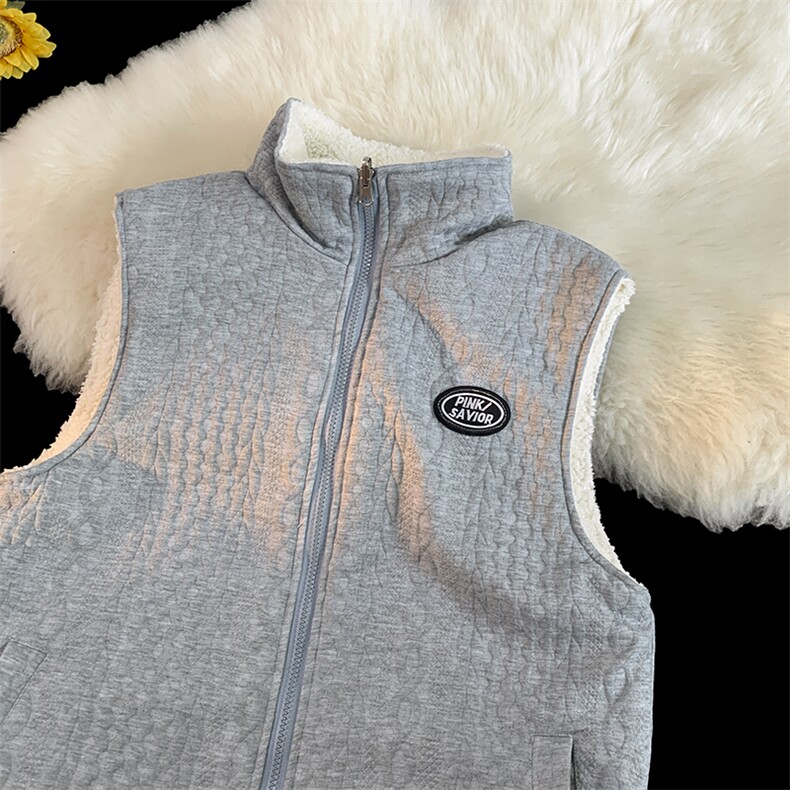 秋冬双面穿马甲加厚棉衣羊羔绒外套港风夹克1016-1MJ013P65K89，男装背心/马甲，星座1016-1（原电商B408-1）