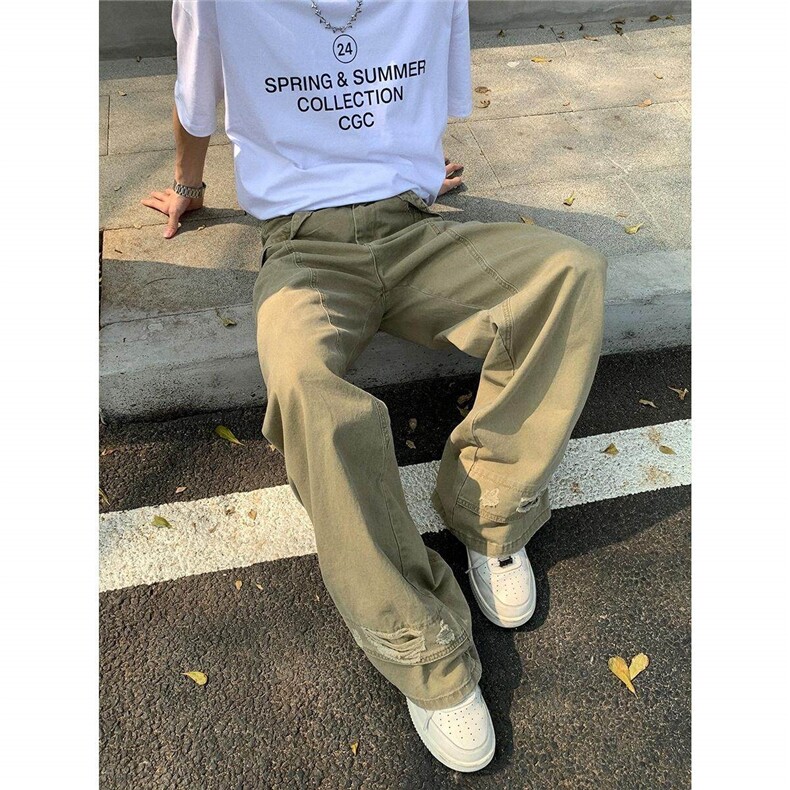 DN802-P65新款美式潮牌复古破洞水洗工装裤男百搭牛仔裤-网图现货,男装牛仔裤,星座603-2