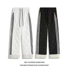 冬季新款美式条纹葫芦格设计加绒外穿棉裤B315-K25905JR-p65控89，男装棉裤，电商B315