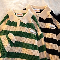 欧美复古POLO衫条纹毛衣男女冬文艺生别致设计百搭上衣MY587P46，男装Polo衫，星座1013-5