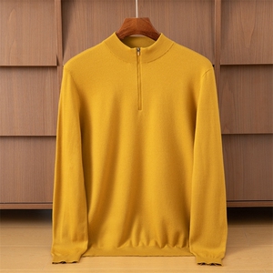 2025年秋季半高拉链套头时尚百搭通勤简约休闲羊毛衫，男装羊毛衫，米亚康羊绒