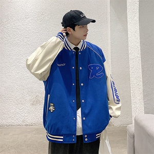 港风上衣夹克宽松落肩拼色棒球服外套JK711-P68,秋季穿搭女学生党显白图片