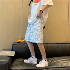 ins韩版休闲短裤男夏季薄款五分裤宽松学生篮球运动裤潮D263-P18，男装牛仔裤，星座1008-2
