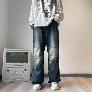 水洗做旧牛仔裤男2024秋季新款潮流设计感高级直筒长裤 K7411-P49图片