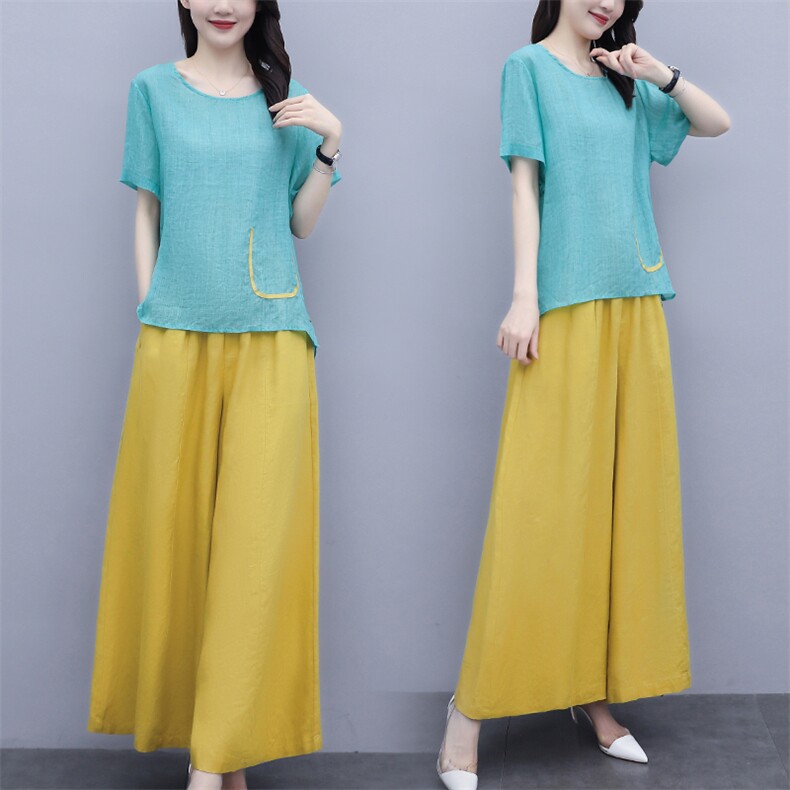 芷墨夏装新款复古时尚简约棉麻上衣，女装蕾丝衫/雪纺衫，天丽