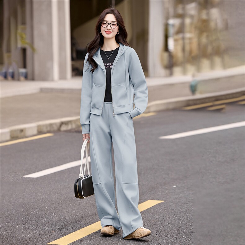 休闲运动女秋冬季2025新款气质减龄高级感短袖卫衣阔腿裤,女装套装/套裙,韩然一族