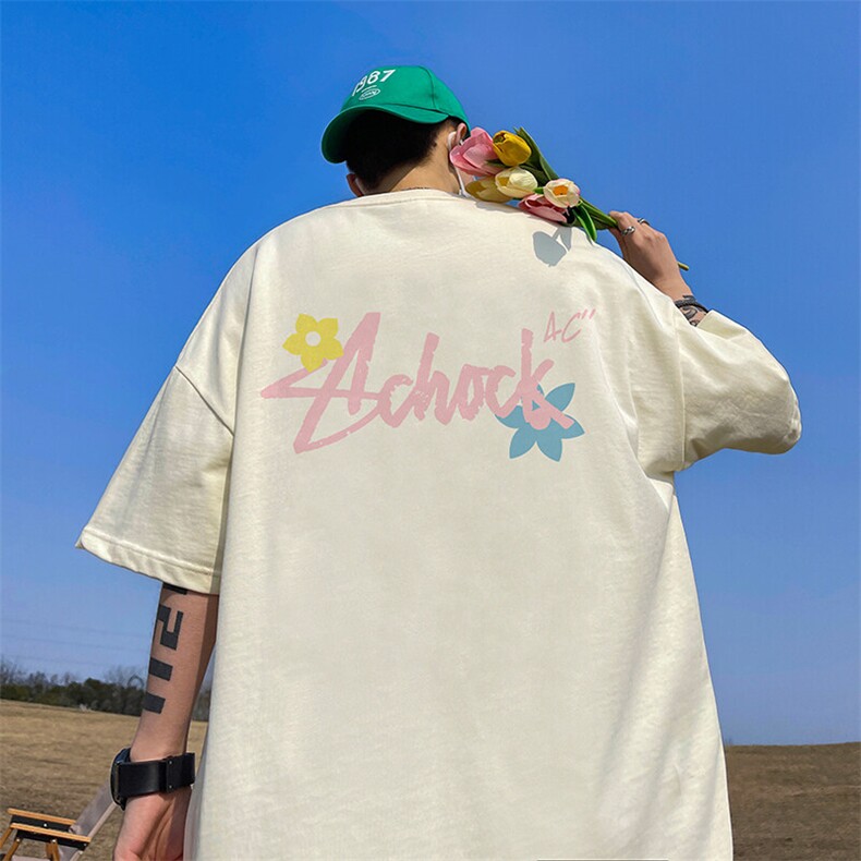抖音得物二开现货供应220克夏装重磅美式高街宽松短袖t恤MT80,男装T恤,电商A486-1