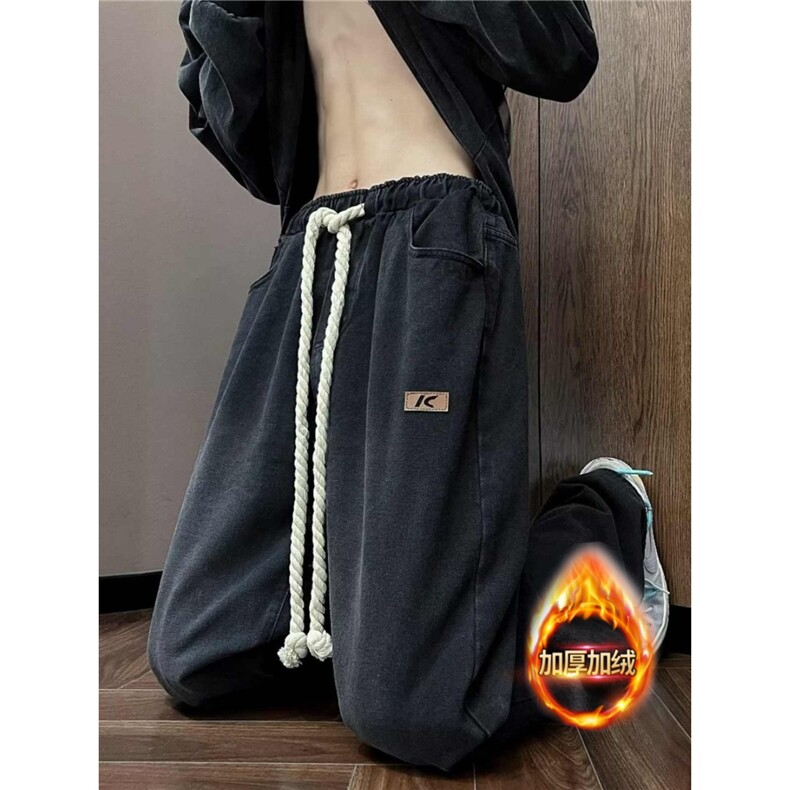 美式复古牛仔裤男工装潮牌高街宽松休闲直筒裤子99033-P45 加绒58图片