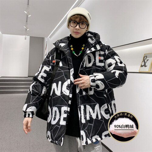 港风 2026冬季新款90%白鸭绒中长款连帽羽绒服男XZ109-Y1260-P218图片