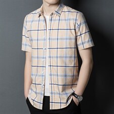 新品短袖衬衫男装夏季新款中年男士休闲格子短袖商务休闲打底衬衣，男装衬衫，电商B212（原钱塘6029）