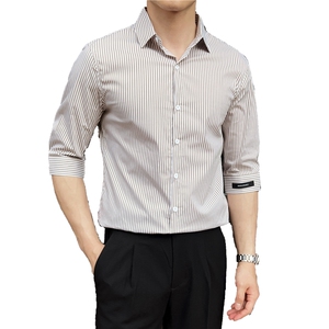 夏季男士七分袖条纹衬衫男休闲修身休闲衬衣A236-C667-P58图片