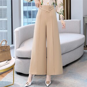 高端职业女2024春秋新款时尚气质女神范高腰显瘦阔腿裤，女装休闲裤，时尚俏佳人