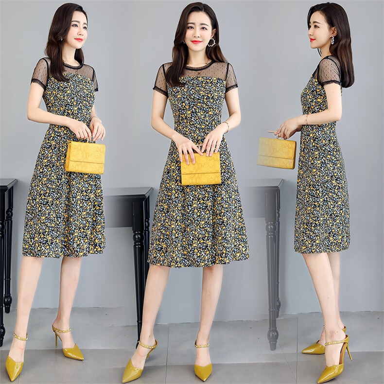 连衣裙简约2024年夏季短袖中长款通勤高腰，女装连衣裙，三木叶子