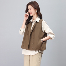 华吉言【浪痕】双排定制做旧树脂扣复古工装马甲，女装马甲，小林双子