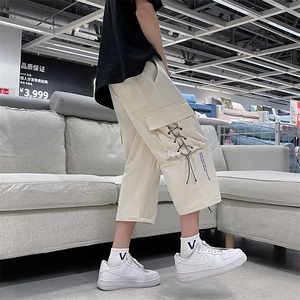 工装短裤男夏季新款韩版潮流宽松抽绳休闲裤学生七分裤子D142/P38图片