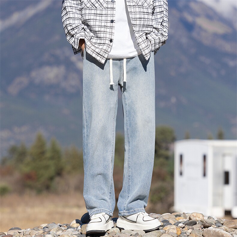 水洗直筒修身微喇牛仔裤三色高弹力高品质有大货-有加绒G136，男装牛仔裤，星座910