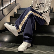 美式卫裤男春季宽松直筒阔腿休闲裤潮牌高街条纹长裤子QK110-P36，男装休闲裤，星座1008