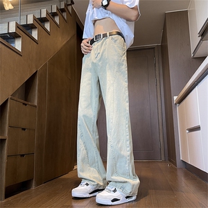 美式高街vibe裤子牛仔裤男直筒工装微喇裤N390-P46图片