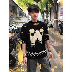 【现货】DMY528-特批55少年感小羊提花毛衣男款秋冬加厚针织衫，男装针织衫/毛衣，星座603-2