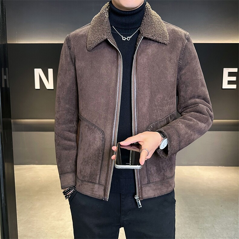 含羊毛皮毛一体外套男2025冬季新款加绒加厚夹克B240-P1588-P245,男装夹克,电商B240
