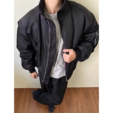 廓形宽松短款飞行员棉服男冬季加厚夹棉保暖棒球服夹克外套，男装夹克，星座506A