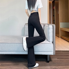 黑色微喇西装裤女春夏新款休闲高腰垂感窄版显瘦马蹄喇叭裤，女装休闲裤，云美莎专业女裤-全店现货