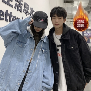 冬季加绒加厚情侣假两件连帽牛仔棉衣外套帽子可拆卸JR733-P98图片