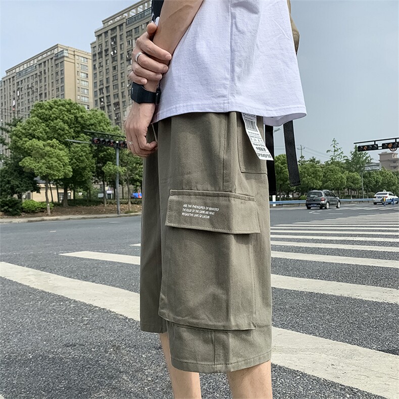 910A-D港风夏装新款工装短裤七分裤男情侣宽松休闲裤,男装休闲裤,星座910A