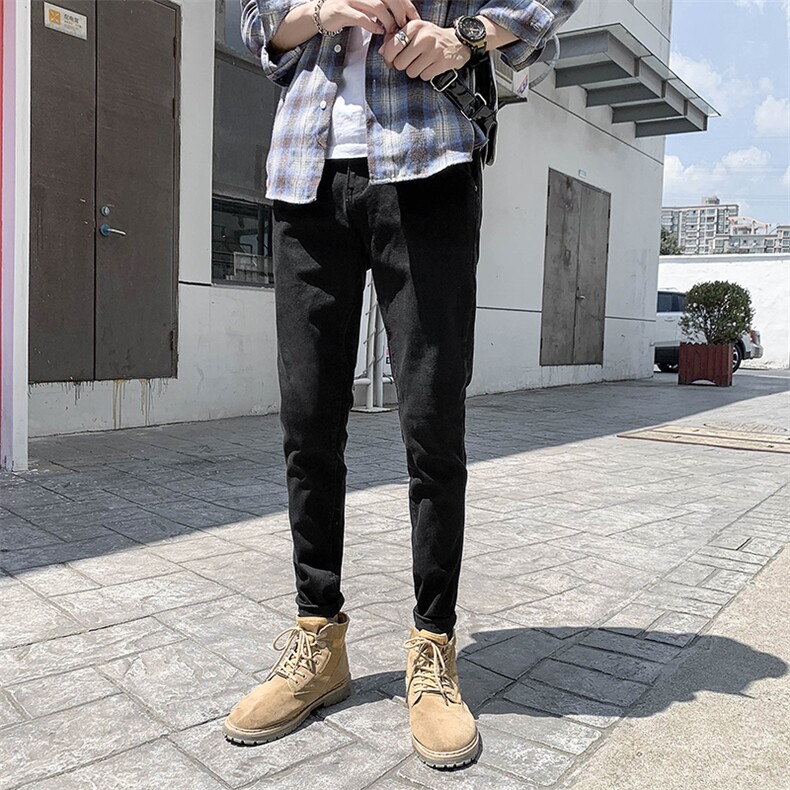 2021秋冬小脚牛仔裤男韩简约修身长裤社会小青年百搭潮A26,男装牛仔裤,星座1006