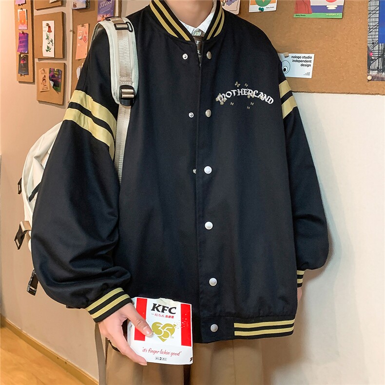 23春季新款时尚潮流美式西海岸螺纹棒球服百搭夹克G297P65控88,男装夹克,电商A247