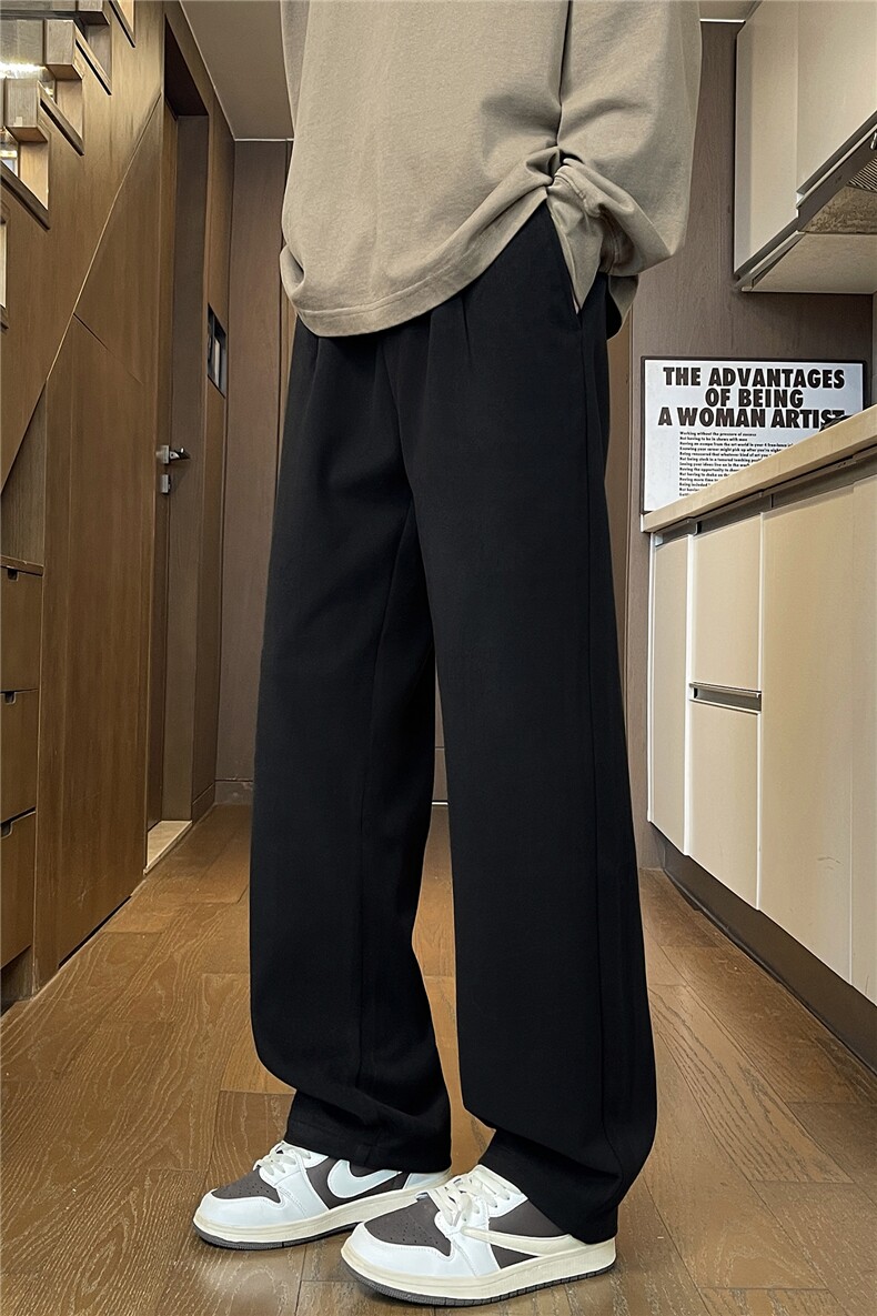 毛呢西裤秋冬季男士宽松直筒裤垂感阔腿休闲长裤西装裤子M551-P45,男装西裤,星座509