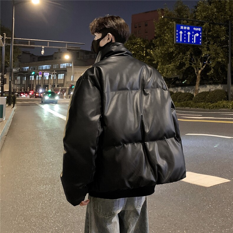 情侣装24冬装宽松绣花PU皮棉衣男女冬季棉服面包服外套S367-P128,男装棉衣,电商A233-1