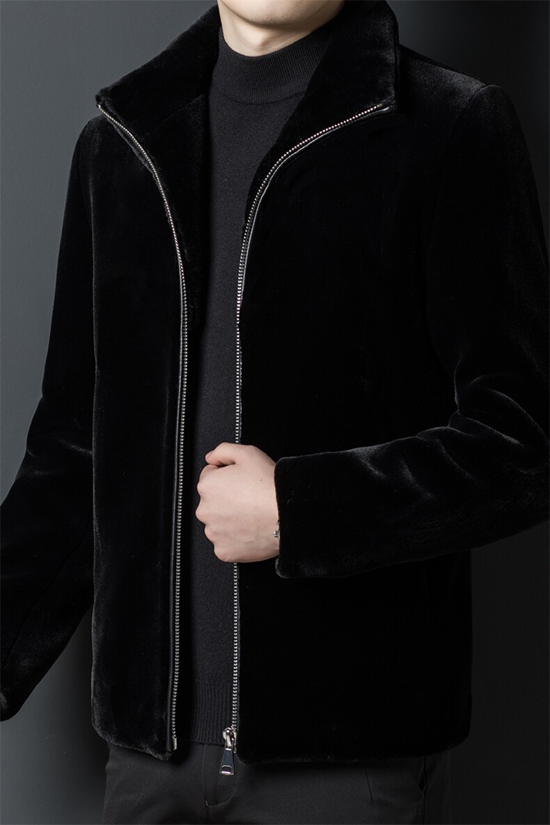 SG22101男士2023冬季新款休闲翻领外套金貂绒夹克修身保暖P200,男装夹克,电商B360