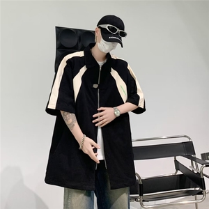 衬衫男士短袖韩版潮流高街帅气拼色夏季2024新款ins外套CY777-P41图片