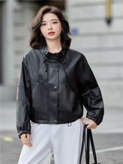 【秋季女装新款】大量现货短款皮衣外套P-115，女装皮衣，简古