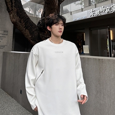 现货创意拉链设计款纯色潮男百搭秋长袖T恤A071-3302-P55，男装T恤，电商A071