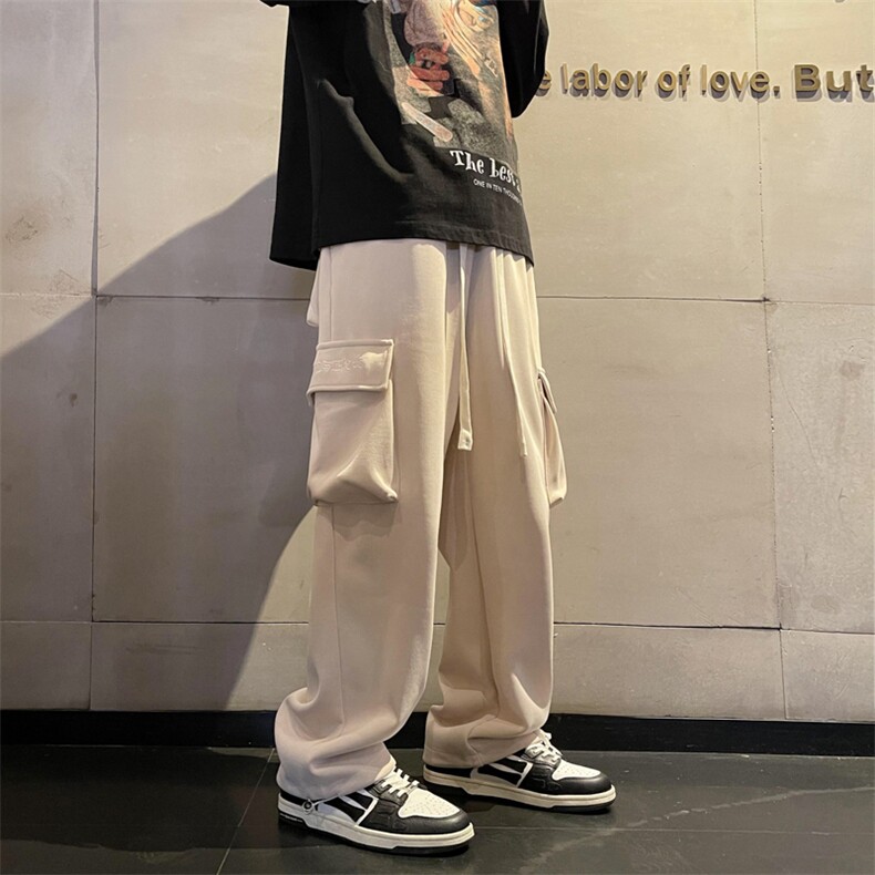 街头复古立体多口袋运动裤男潮牌嘻哈宽松阔腿工装休闲裤QK60-P40，男装休闲裤，星座1008