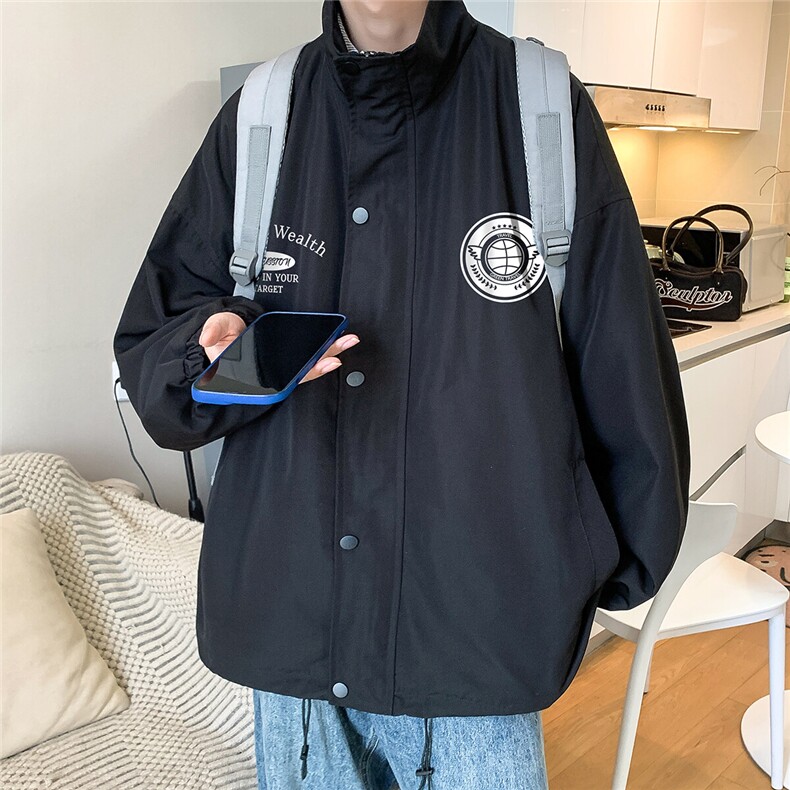 卡其色cleanfit美式冲锋衣男机能风半高领外套潮牌立领棒球服夹克,男装夹克,电商A247