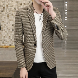 XZ8596P85新款男士西服小西装韩版时尚格子休闲西服外套西装男图片