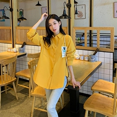 POLO领宽松型衬衫百搭设计感宅萌系西域风城市机能风大码春秋衬衣，女装衬衫，梦懿尔