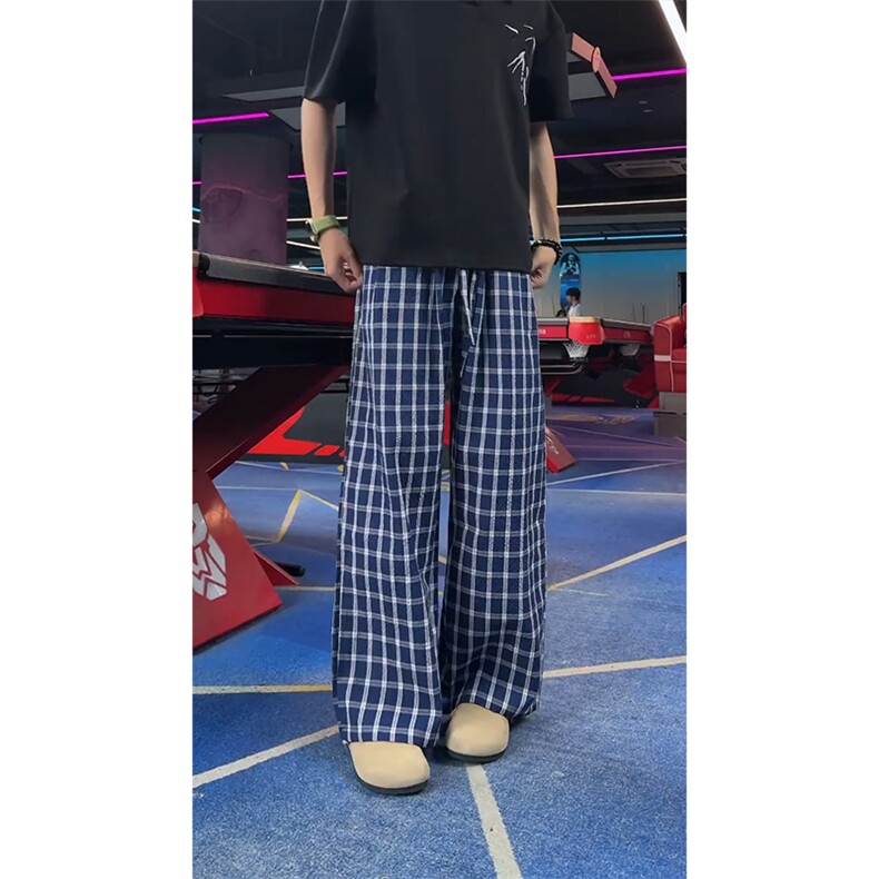 网图慎用2026春季新款港风格子休闲裤男阔腿裤K5628特P30控58,男装休闲裤,电商A001