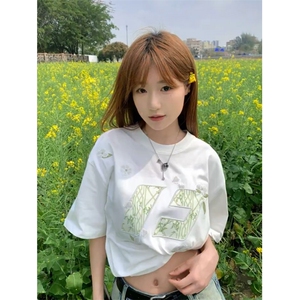 H0498-P35前后刺绣休闲宽松T恤潮ins图片