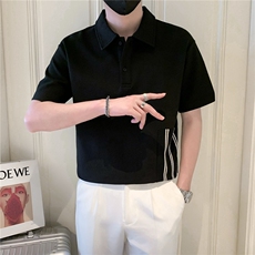 现货2025夏季新款社会小伙拼接polo衫男短袖T恤TX06P55控78，男装T恤，电商B276A