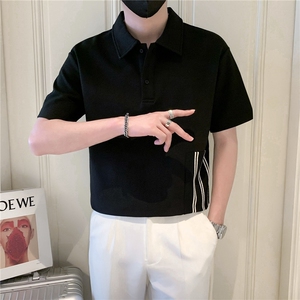 现货2025夏季新款社会小伙拼接polo衫男短袖T恤TX06P55控78图片