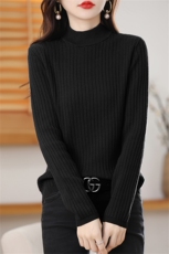时尚百搭半高领针织衫修身显瘦纯棉毛衣舒适保暖女士打底衫，女装针织衫/毛衣，斯美雅电商供货