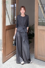 秋季阔腿裤马甲T恤衫时尚三件套女，女装套装/套裙，秋水欣儿