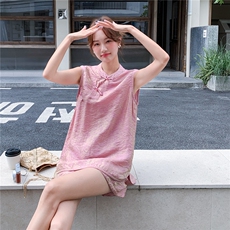 现货夏装新款新中式盘扣复古套装两件套2b114-2268P160K249，女装套装/套裙，网红馆