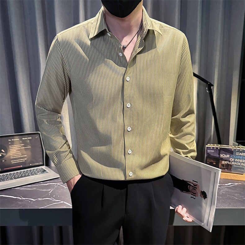 主推新款足货秋冬男士内搭长袖衬衫小伙店主条纹衬衣C601P48控78，男装衬衫，星座301B-1