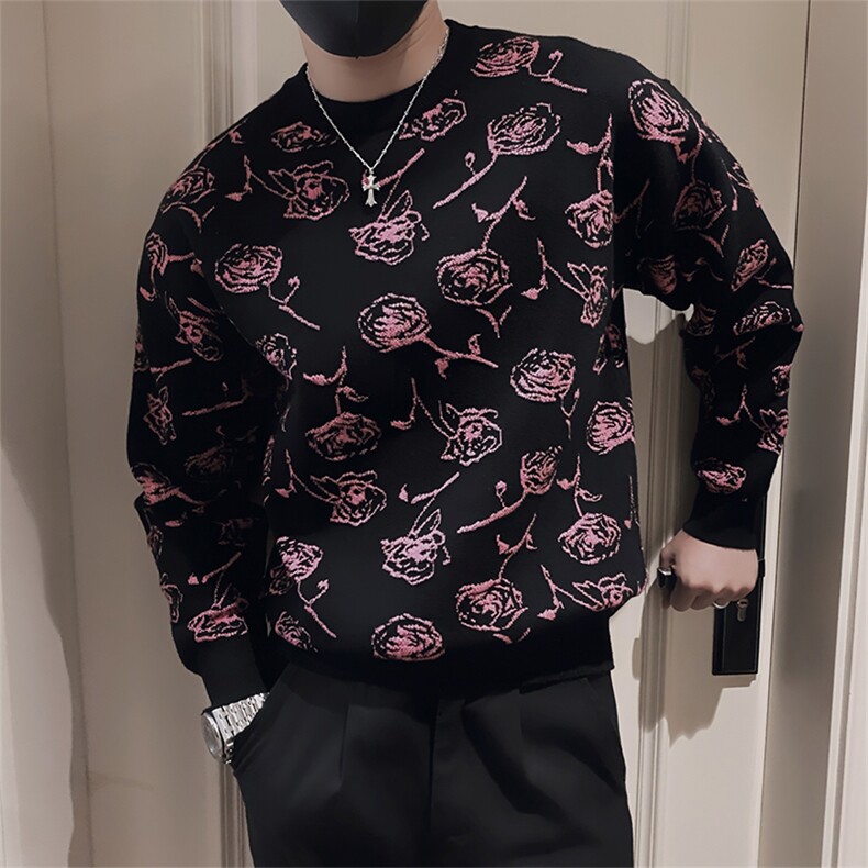 LV281/P78控108冬季美式满身提花针织衫圆领毛衣男黑首1,男装针织衫/毛衣,星座305B