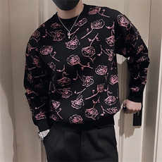 LV281/P78控108冬季美式满身提花针织衫圆领毛衣男黑首1，男装针织衫/毛衣，星座305B